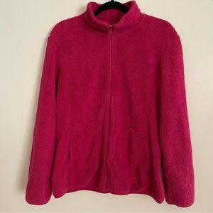 SO Pink Zip Front Sherpa Jacket L